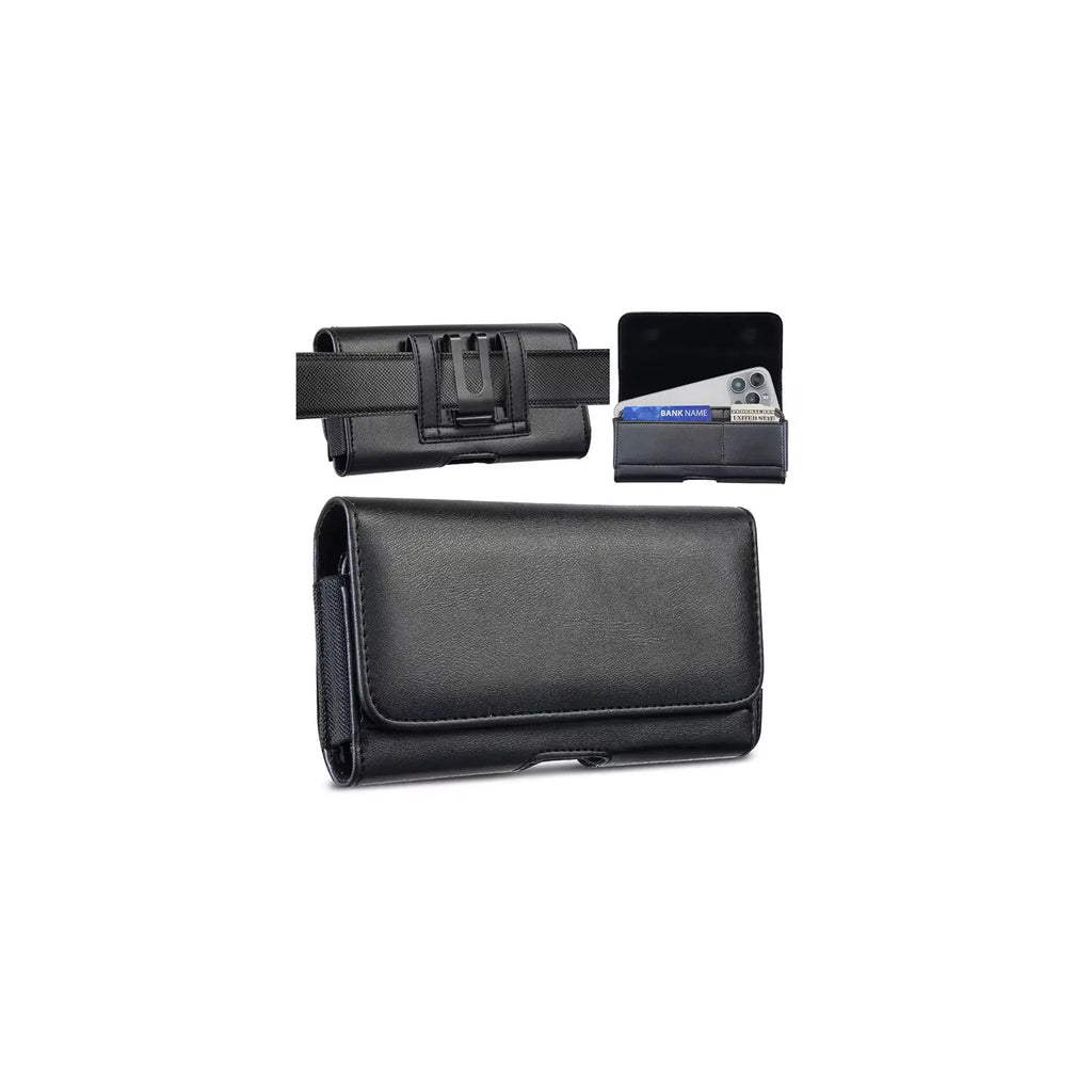 Universal phone pouch with belt clip, black