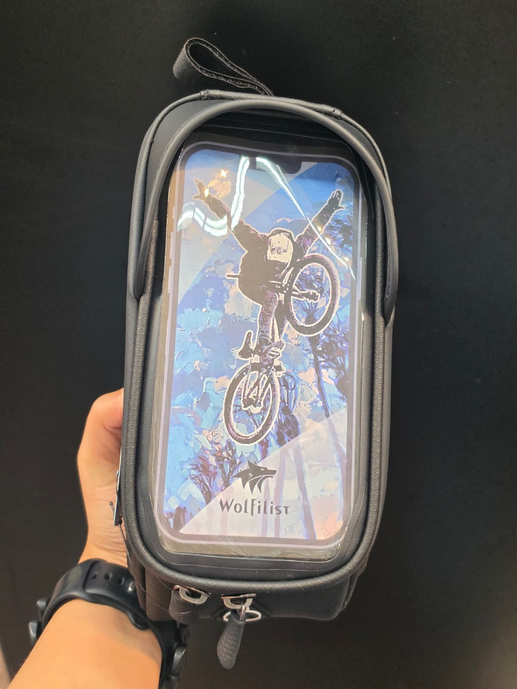 Waterproof Bike Frame Bag with Phone Holder, 2L